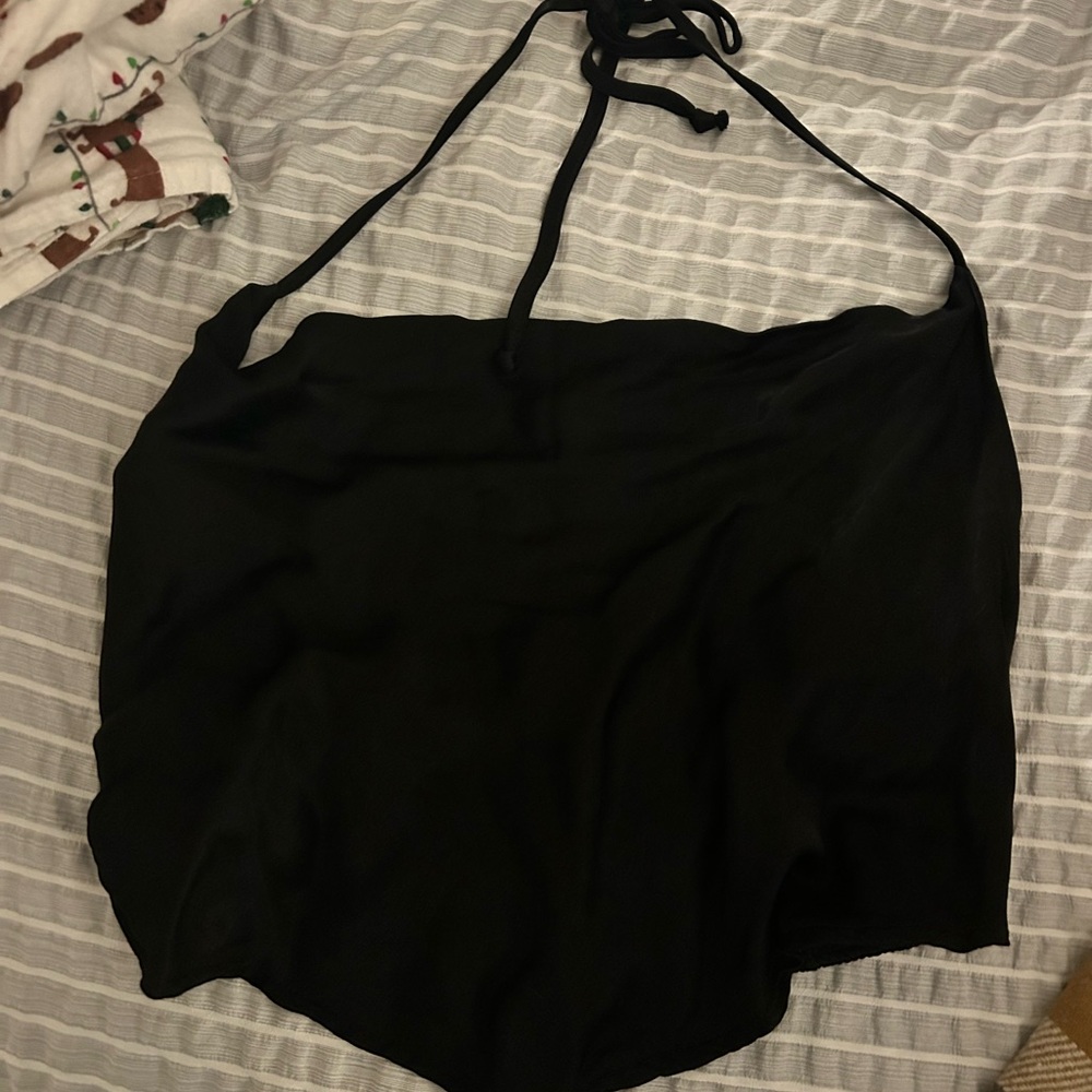 Black Asymmetrical Tie Front Camisole Crop Top